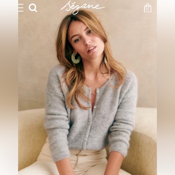 Sezane Gaspard Cardigan Super soft Mohair and Baby Alpaca Blend Lt Grey Size S - Picture 12 of 15